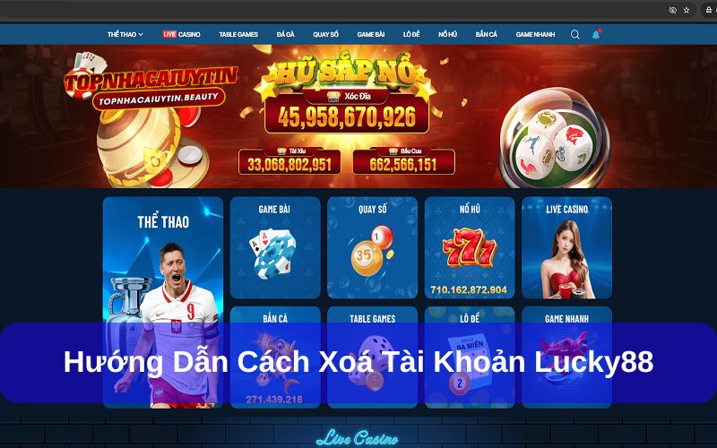 cách xoá tài khoản Lucky88