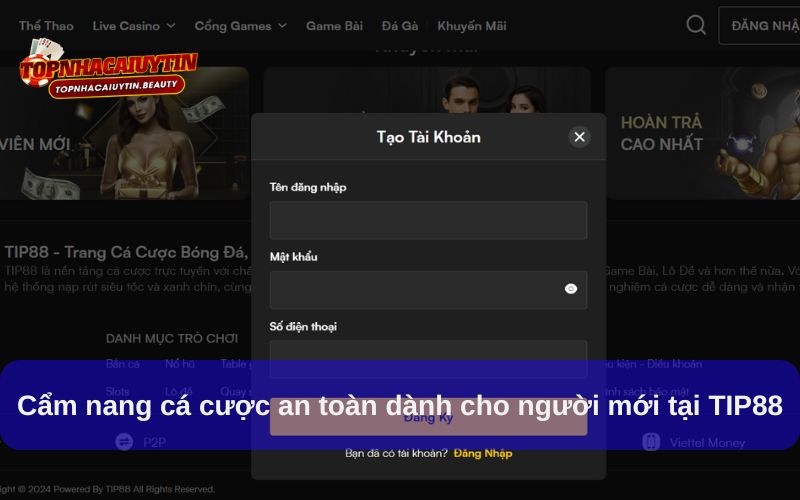 TIP88 - Trải Nghiệm Cá Cược Đa Dạng, Dễ Thắng, Thưởng Lớn 9 Cẩm nang cá cược an toàn dành cho người mới tại TIP88