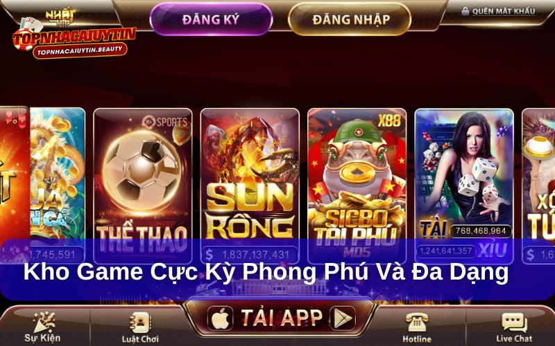 Cổng game Nhatvip tặng quà khủng mỗi ngày, chơi là trúng lớn! 7 Kho game tại Nhatvip cực kỳ phong phú và đa dạng