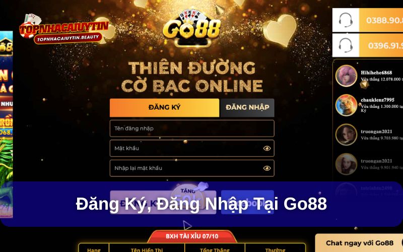 Go88 - Sân Chơi Giải Trí Lớn Mạnh Nhất Châu Á 12 Đăng nhập, đăng ký tài khoản đơn giản tại cổng game