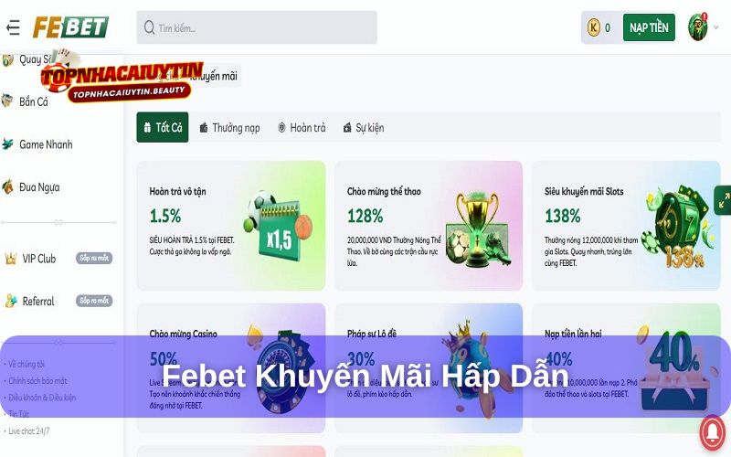 Febet - Nền Tảng Giải Trí Đình Đám Hàng Đầu Nam Mỹ 9 Khuyến mãi Febet đa dạng với giá trị cực khủng