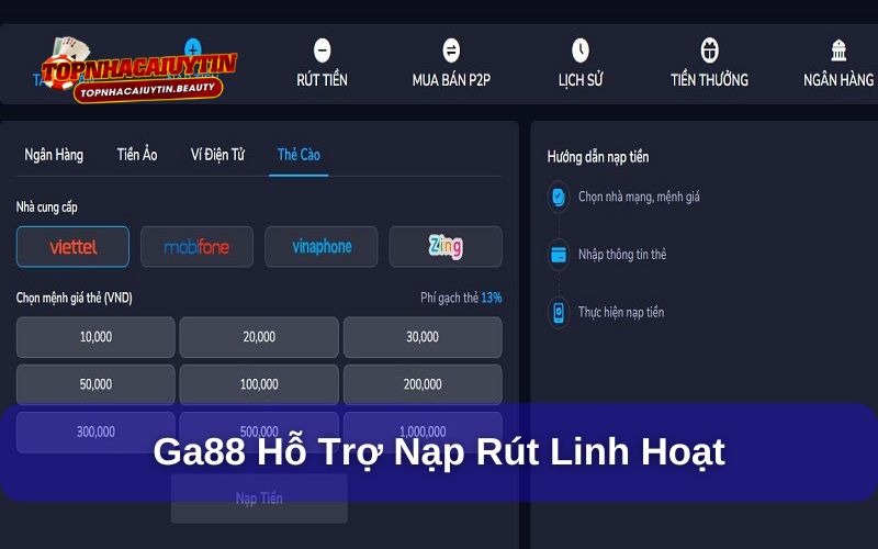 Ga88 - Nhà Cái Uy Tín, Kho Game Đỉnh Cao Chất Lượng 7 Nền tảng hỗ trợ nạp rút linh hoạt qua nhiều kênh