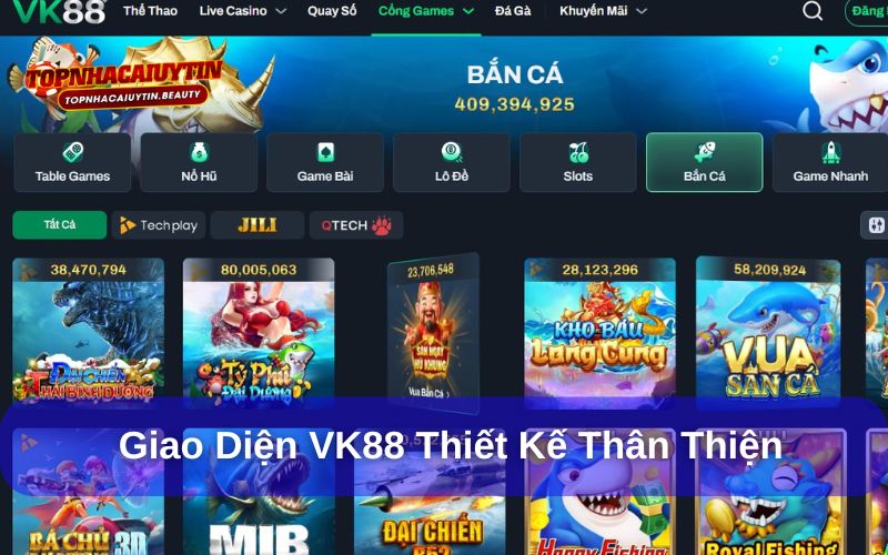 Trải nghiệm đỉnh cao tại VK88 – Sân chơi uy tín số 1 9 Giao diện VK88 thiết kế thân thiện với người dùng