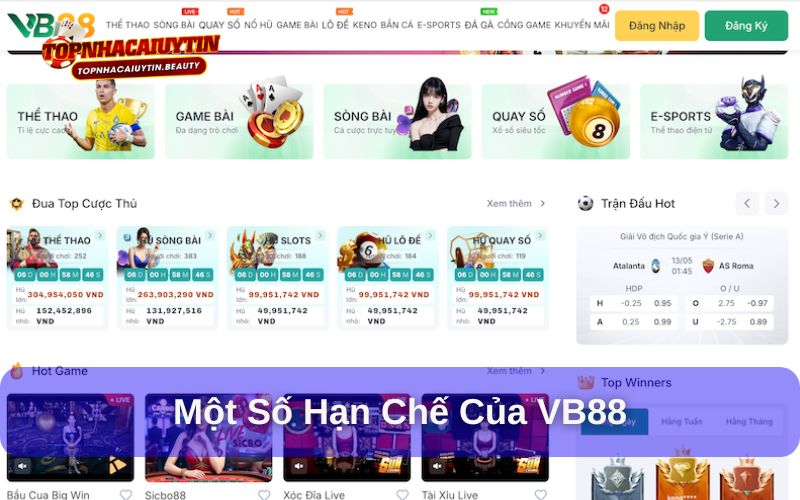 VB88 - Nền Tảng Giải Trí Hoành Tráng Nhất Châu Á 8 Hạn chế của nhà cái