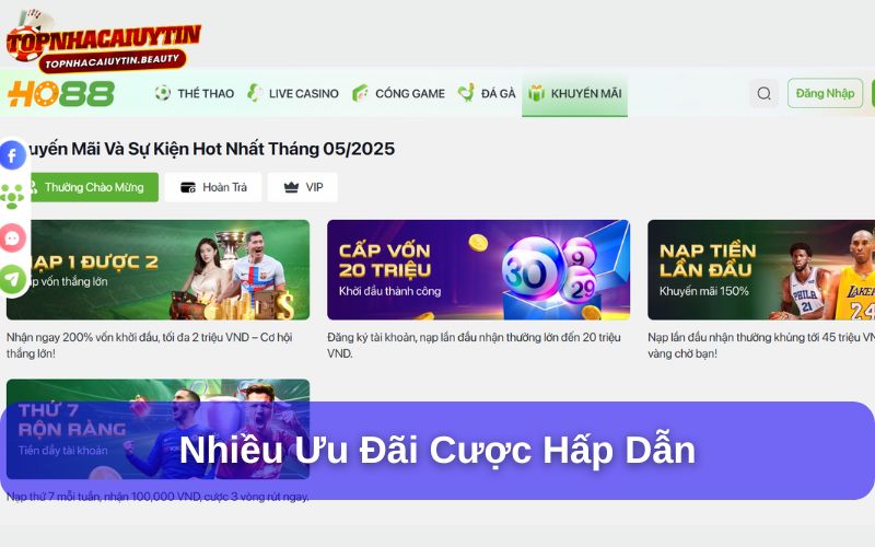 HO88 – Nhà Cái Cá Cược Thể Thao Và Casino Trực Tuyến Uy Tín 8 Nhiều ưu đãi cược hấp dẫn