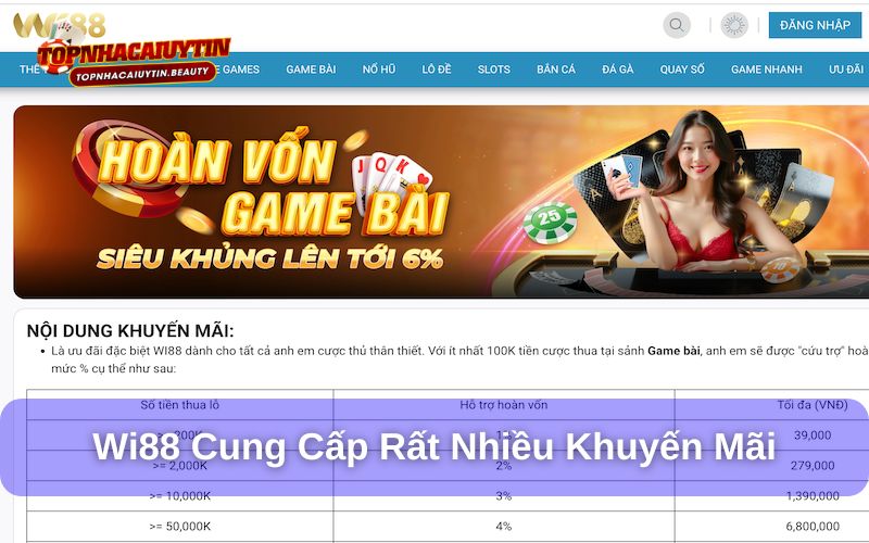 Ưu điểm lớn nhất là Wi88 có nhiều khuyến mãi