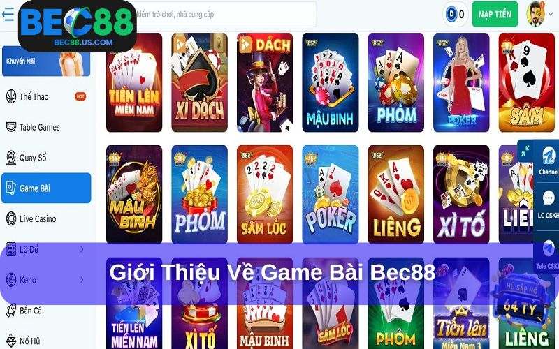 Giới thiệu về Game Bài Bec88